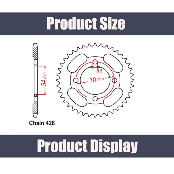 36T Steel Rear Sprocket for Honda C100 Motorcycle Customized Size and Teeth Options