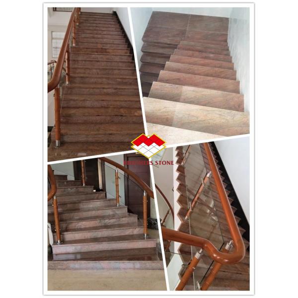 Modern Iron Baltic Red Granite Kitchen Countertop and Staircase Design in Multi Color Red