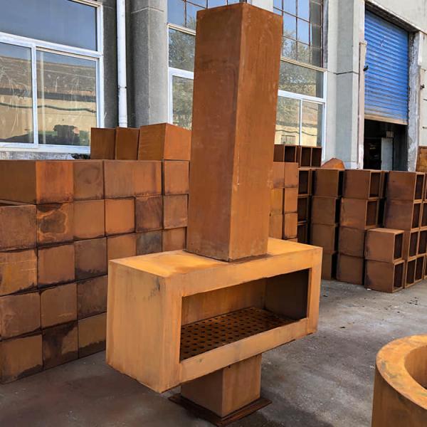 fogo de aço Pit Rustic Red de 120cm Corten chaminé exterior de aço de um Corten de 47 polegadas