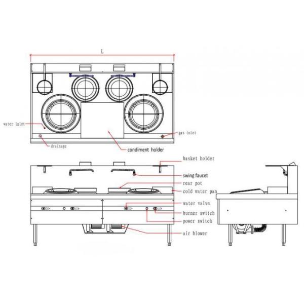 Seamless 327600BTU 2000Pa Chinese Cooking Stove