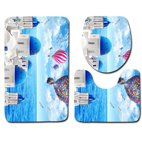 Dolphin Beach Toilet Seat Cushion Anti Skip Toilet Tank Cover Set