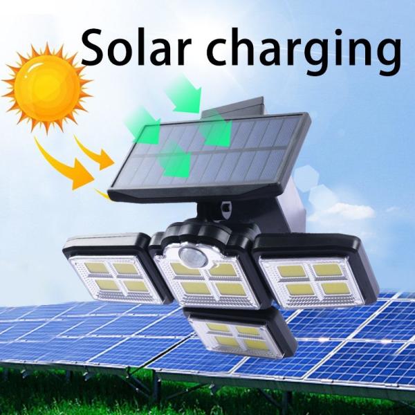 Wall Mount Solar Garage Four Heads Led Motion Sensor Security Light