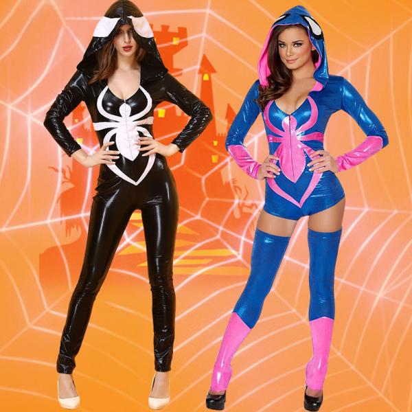 Spider Women Costume Black Zentai Suit Sexy Costumes Women Halloween 2016 Girl Hoodie Venom Spiderman Jumpsuit