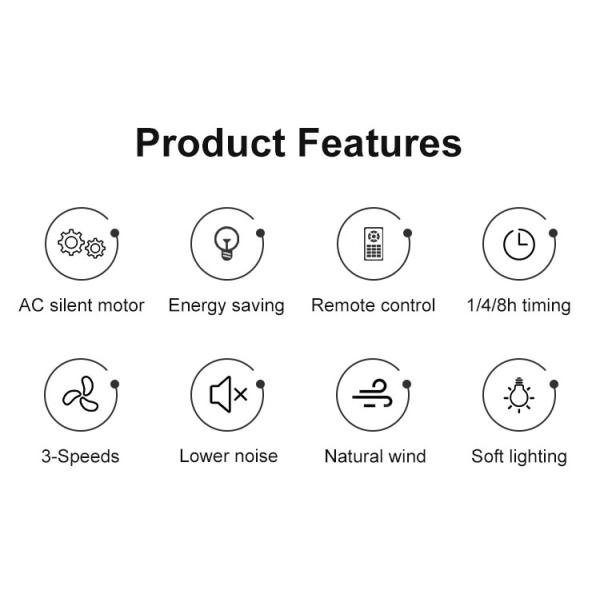 Fonte de alimentação Elétrico de 48 polegadas de lâminas de ferro Ventilador de teto de aço inoxidável com luz LED