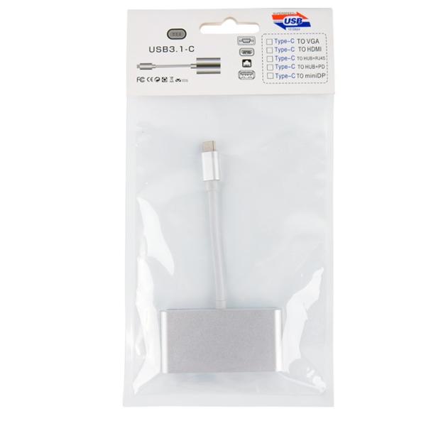 Kico High Speed USB-C Hub Type C to Usb 3.0 * 3 With Type-C Female Port  4-in-1 Factory Price