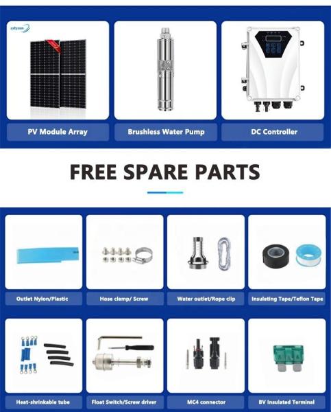 Cheap price list dc brushless submersible solar power dc72V 1hp 750Wsolar borehole deep well pump