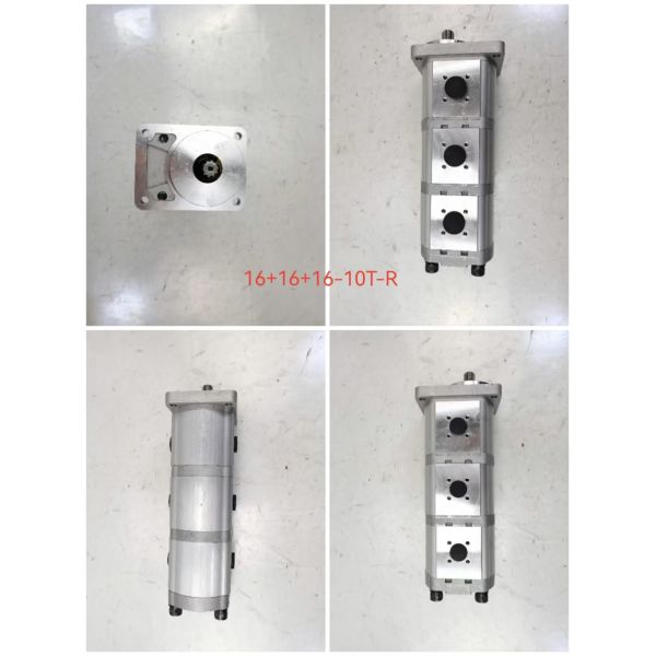 3 Stage Hydraulic Gear Pump 16+16+16-10T-R High Quality  Iron and Aluminum alloy materials  Range for Construction Machinery Factory Supply Hydraulic Spare Parts