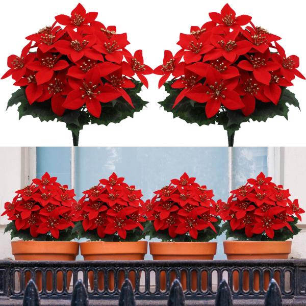Simulation transfrontalière de poinsettia Décoration de Noël, cadeaux de mariage, faux bouquets de fleurs, ornements de bricolage, fleurs simulées