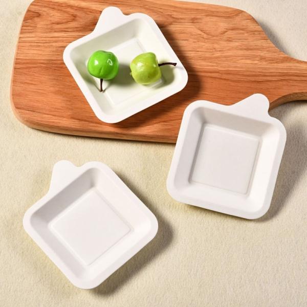 7g Mini Sugarcane Biodegradable Bagasse Tableware Paper Pulp Dessert Food Tray For Party
