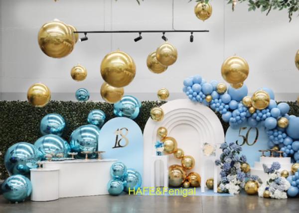 Globos de PVC brillantes azul claro de 1 m para telón de fondo de boda o fiesta disco