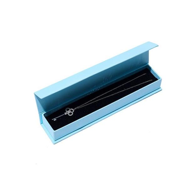 Luxury Rigid Paper Jewelry Boxes Black Cardboard Paper Necklace Packaging Box