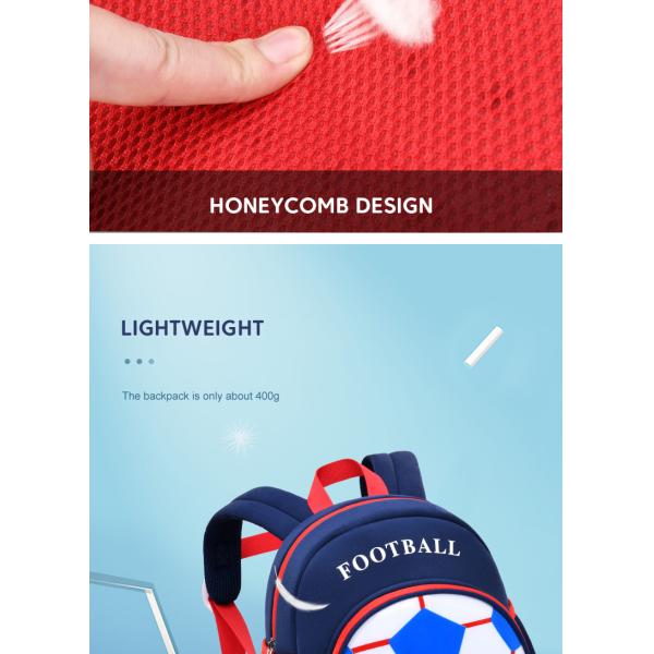 Blue 3D Football Backpack / Cute Cartoon Knapsack For Boys