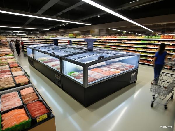 Sliding Panoramic Glass Door Supermarket Island Freezer Big capacity Chest Freezer For Frozen Food Display