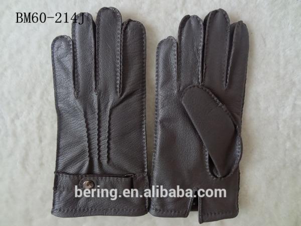 Genuine Wool Lined Mens Soft Leather Gloves Deer Skin Mens Leather Gloves