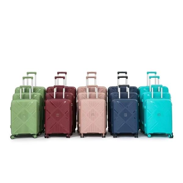 Green PP Modern Style Waterproof Lightweight Luggage with TSA Lock Durable Hard Shell Suitcase for Travel