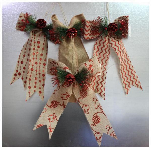 Ribbon Bow Present Wrapping Accessories Merry Christmas Tree Decoration Classical Linen