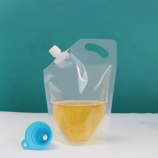 1L Transparent Self-Supporting Packaging Bag with Spout Inventory Leak-Proof Fruit Juice Beverage Beer Food Grade Material