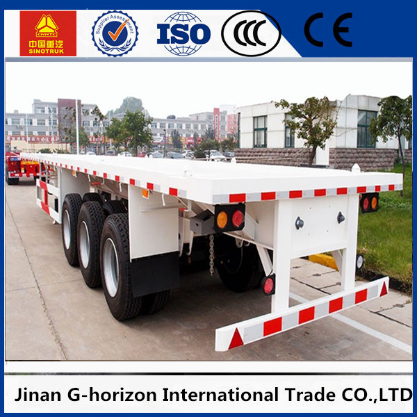 Tri Axle Flatbed 40 FT Container Long Flatbed Trailer Green Red Yellow White Blue Color