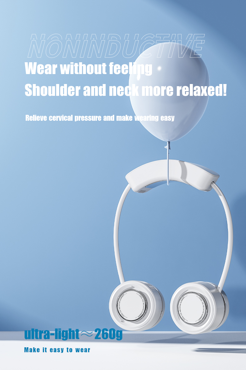 FUSMLI 2400mAh Innovative Summer Products Bladeless Portable Wireless Turbo Hanging USB Mini Rechargeable Wearable Neck Fan