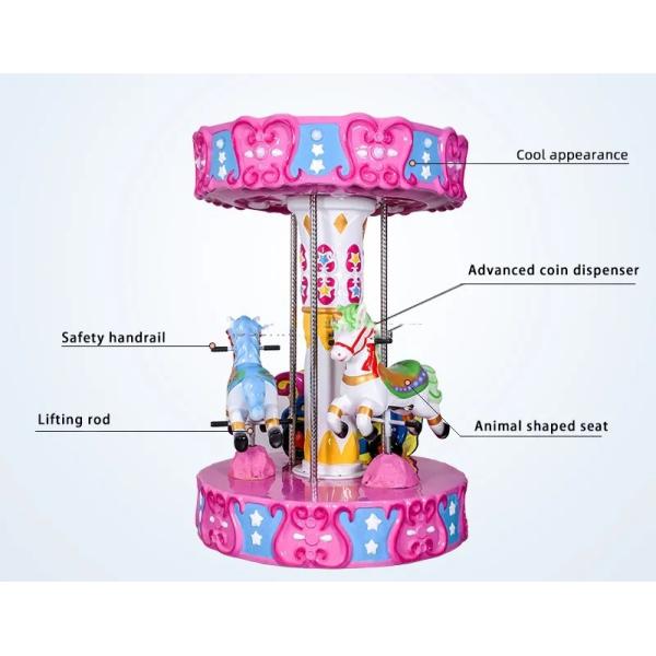 250W FRP+steel Coin Operated Carousel Ride Amusement Park Horse Carousel Kiddie Ride