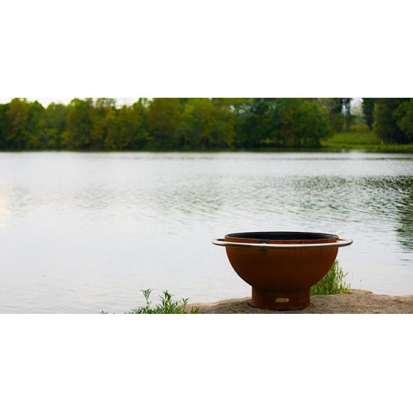 Large Portable 120cm Corten Steel Fire Pit For Courtyard