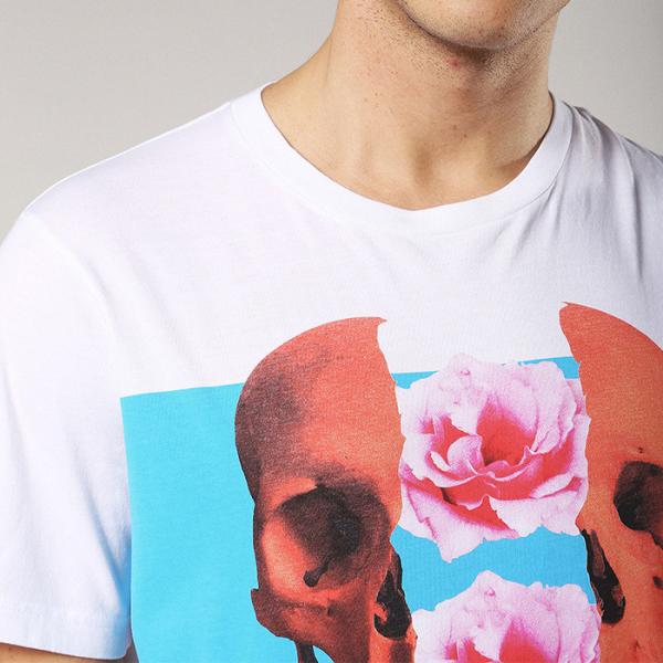 Custom White Summer Men T Shirt Digital Printing Skull Style O Neck 100% Cotton