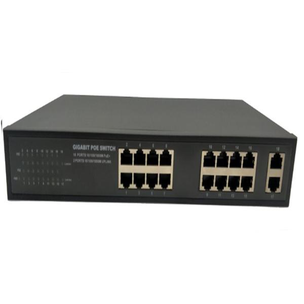 POE Gigabit Ethernet Switch with 16 POE Ports 2 Uplink Ports