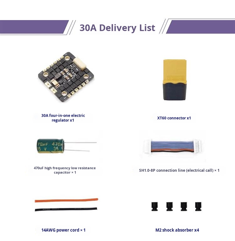 Corvon Keyun Travel Machine Four-in-One 8-Bit 30A50A60A Brushless ESC Plastic PWM/Dshot/OneShot Racing Drone Accessories
