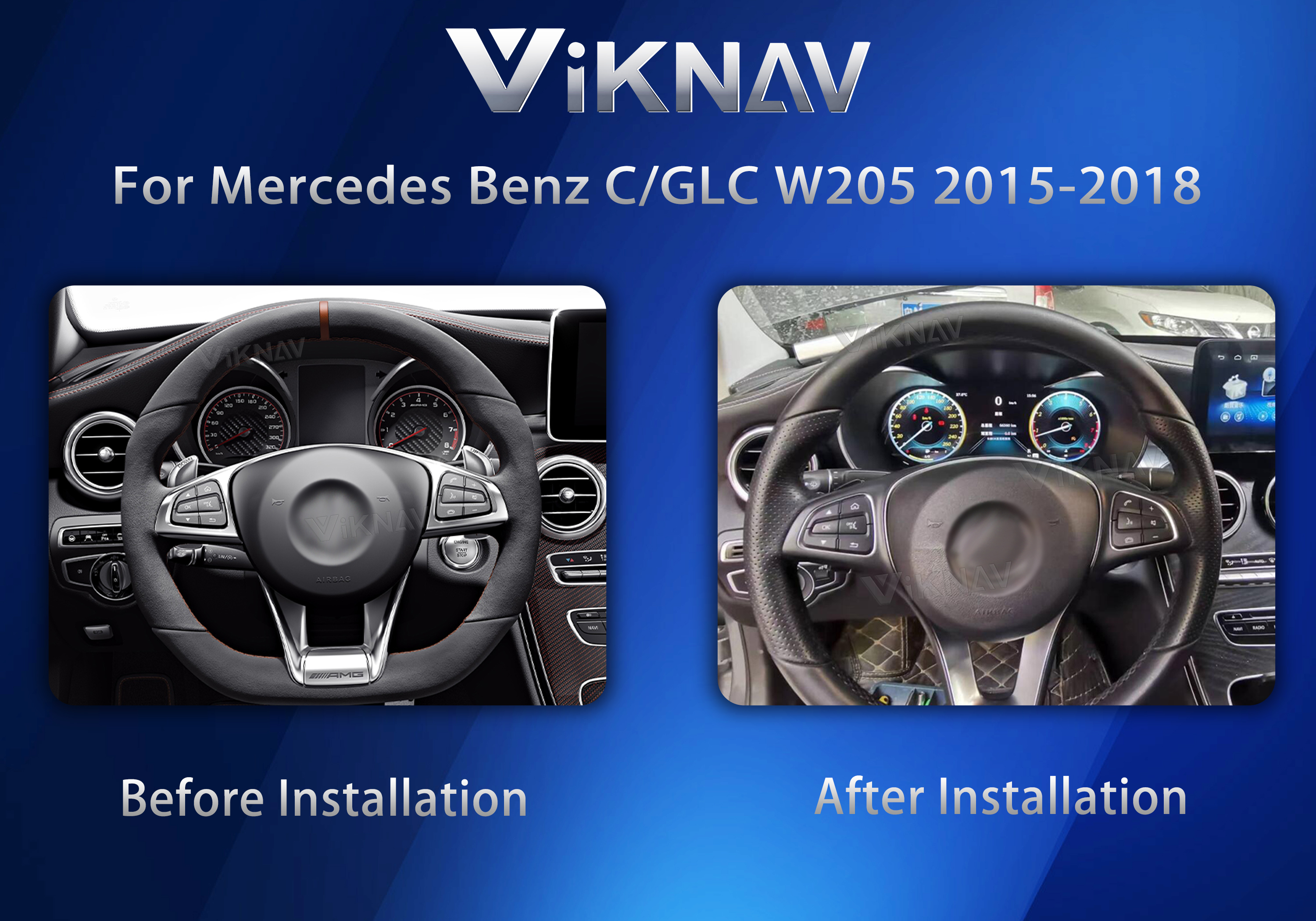 Цифровой кластерный автомобильный спидометр VIKNAV для Mercedes Benz C/GLC W205 2015-2018
