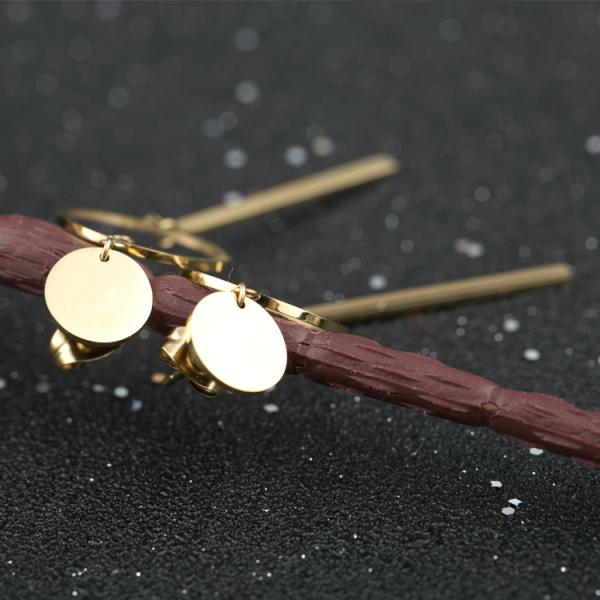 Stainless Steel Jewelry Fashion Personalized Women Long Drop Earrings, 18K Pated Stud Earring