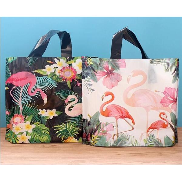 Manufacturer Custom Logo Printing soft loop handle plastic bag,promotional 100% biodegradable custom printed soft loop h