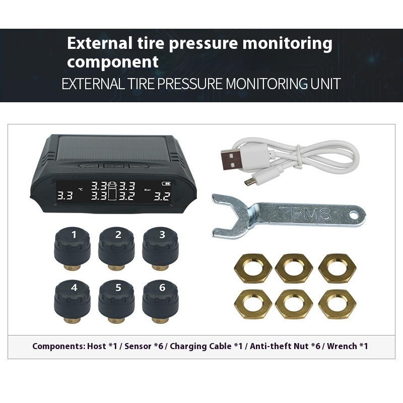 New Condition Large Truck Tire Pressure Monitoring System Solar TPMS Wireless External High Quality Plastic 12V RV Tpms