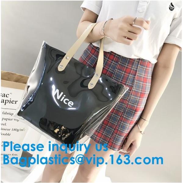 Fashion Ladies Rainbow Hologram Laser PVC Handbag Beach Shoulder Bag Shopping Tote Bag For Women