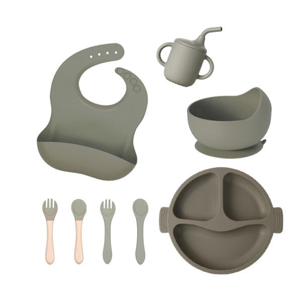 684g BPA Free Non Toxic Silicone Baby Feeding Set for Toddler Tableware Dishwasher Safe