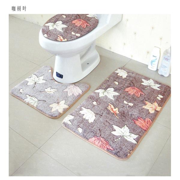 Waterproof Polyester 3pc Bathroom Rug Set Toilet Lid Covers