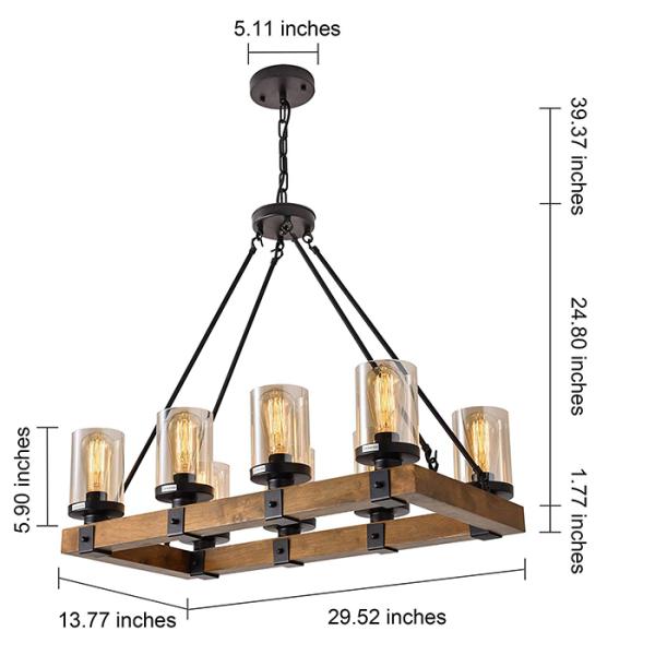 IP20 Rustic Pendant Chandelier E27 Vintage Kitchen Glass Pendant Lighting