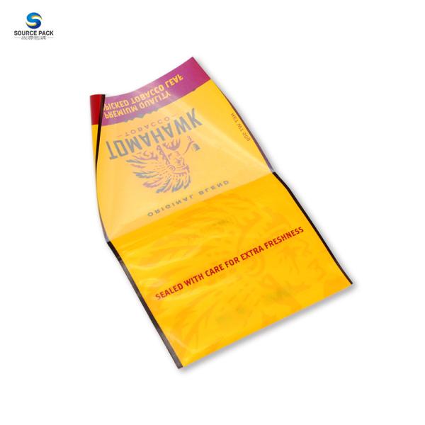 Tobacco Leaf Cigarette Packing Plastic Ziplock Bag With Clear Wrap And Sticker