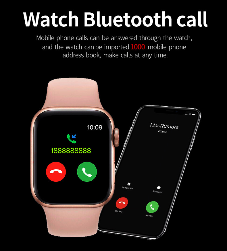 U98 плюс звонок Bluetooth Smartwatch температуры тела Iwo5 BT 5,0