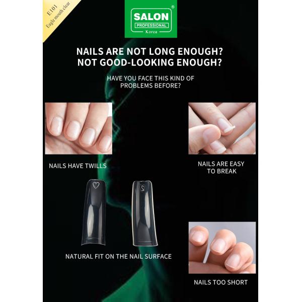 Professional Nail Full Cover Clear ABS Eagle Mouth Clear in 12 Sizes for DIY Manicures & Salon Use