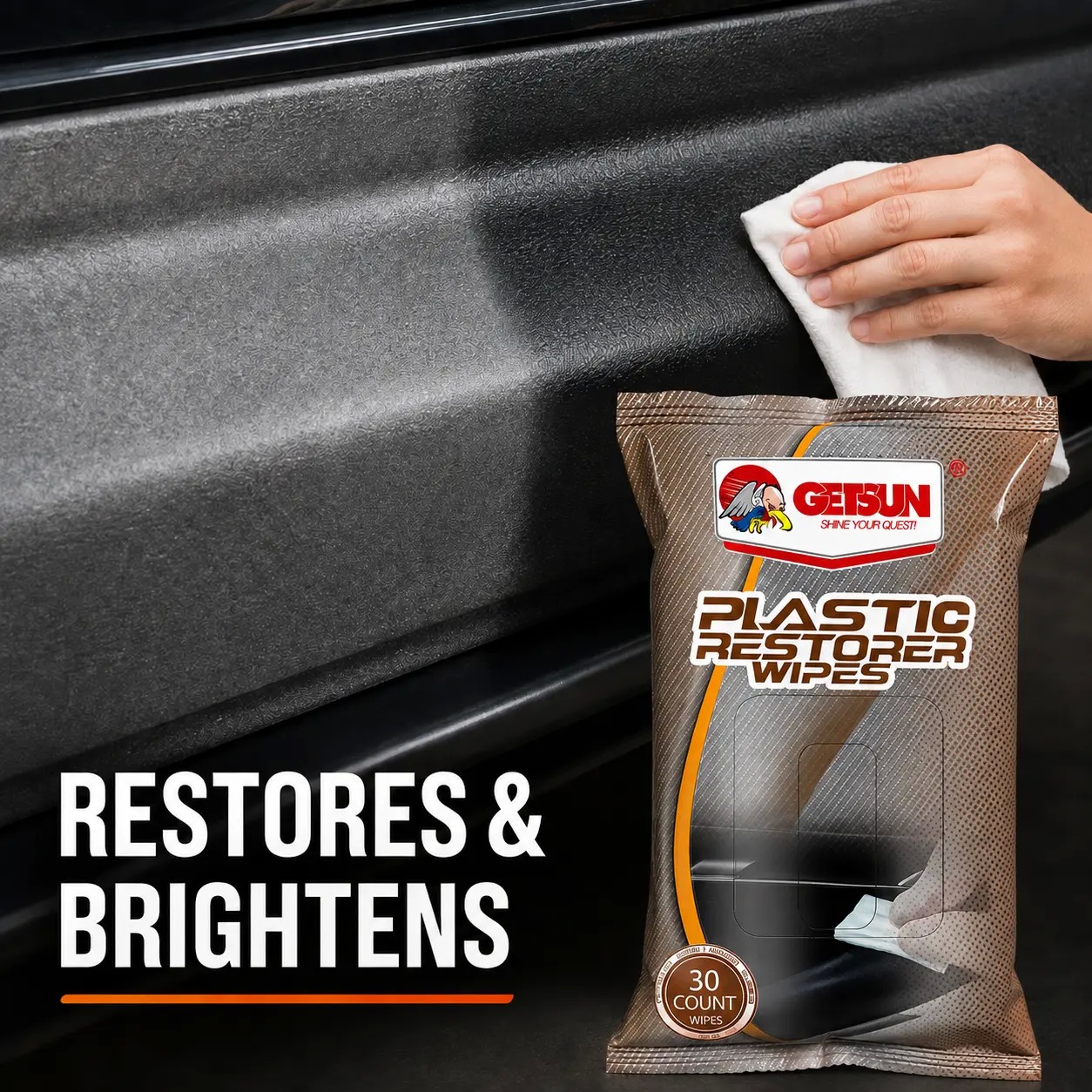 30-Count Plastic Trim Restorer Wipes for Exterior Car Care