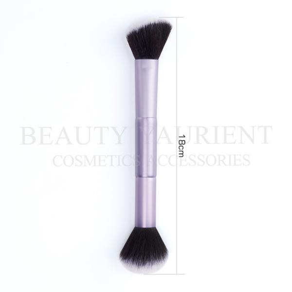 Purple Wooden FSC Handle Single Makeup Brush Double Ended Face Brush