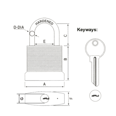 Rarlux 30-60mm High Security Anti-theft Padlock Laminated Steel Body Customized Shackle Laminated Padlock