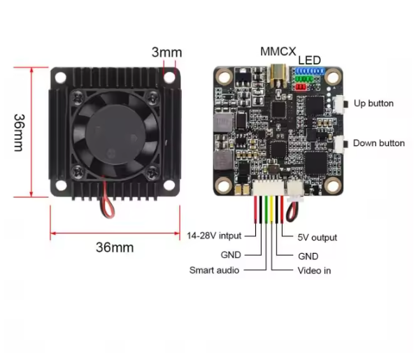 AKK Ultra Long Range 5.8Ghz 3000mW 3W up to 10Km VTX with Fan MIC Smartaudio 30.5*30.5mm for RC FPV Drone Airplane Fpv Drone Vtx