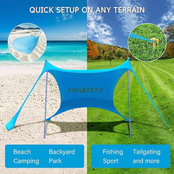 Голубой поп полиэстера Leica вверх приставает предохранение от к берегу 210X210X170CM шатра тени Солнца ультрафиолетовое