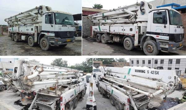 Semi-Dry Shotcrete 42m Used Concrete Pump Truck Schwing Pump 2014 Year Spare Parts