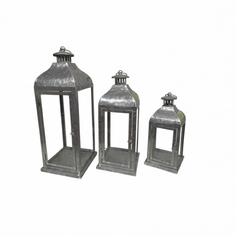 Customizable Metal Lantern Featuring Clear Glass Panels and Top Vent for Heat Release Designed for Versatile Indoor and Outdoor
