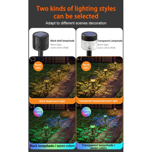 RGB Colorful Projection Solar Lawn Light Waterproof Decorative Light