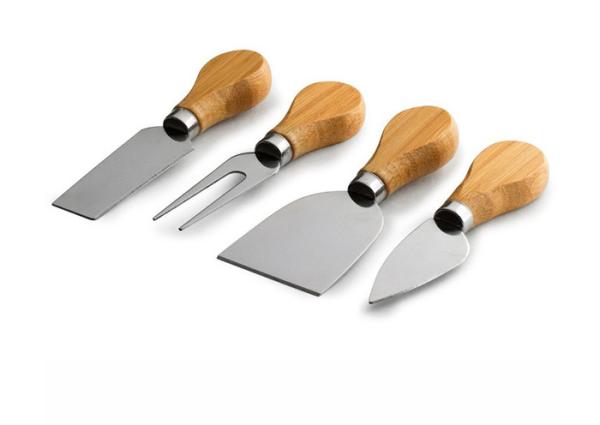 Outdoor Indoor Bamboo Cheese Board Cutlery Knife Set With Laser Or Burned Logo