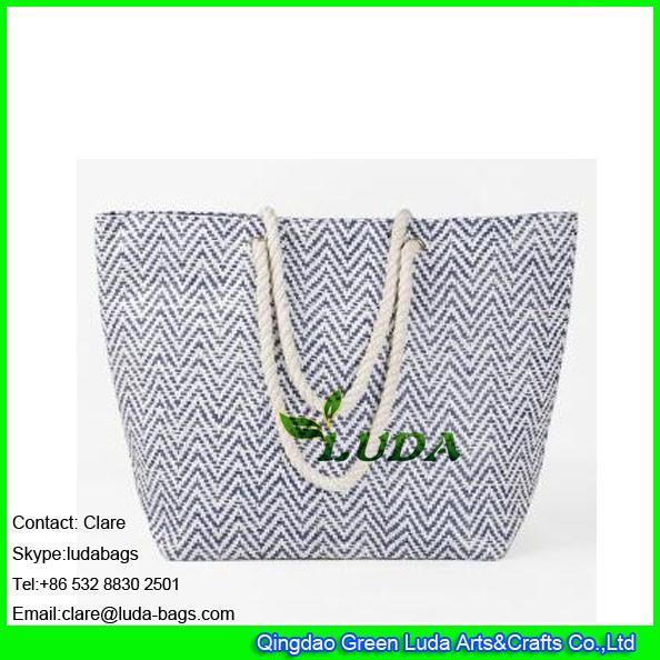 LDZB-111 cheap promotion bag weave pattern large beach tote paper straw bags