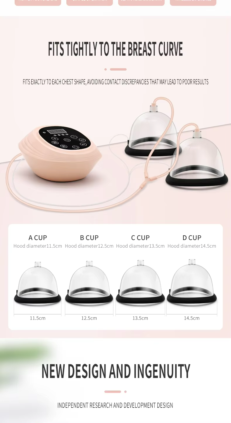 Hot Selling Breast Enhancement Massager with Vibration and Latex Material Home Use Timer & Suction Power Regulation